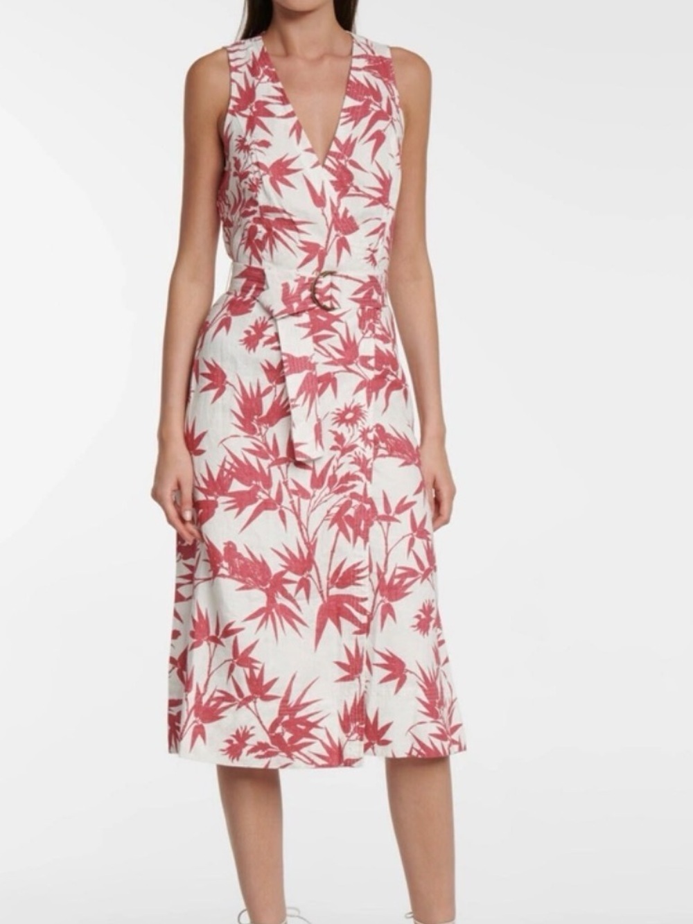 Polo Ralph Lauren Linen Midi Wrap Dress With Belt Size 6
